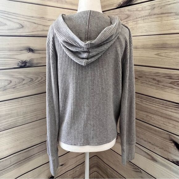 Tommy Jeans Grey & Navy Waffle Knit Cotton Hoodie - Picture 6 of 9